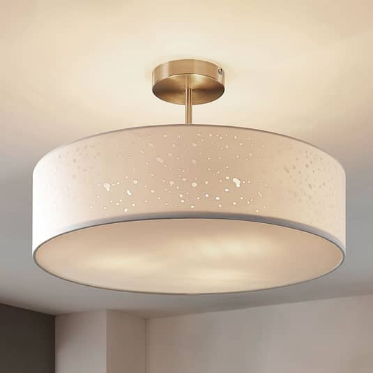 Plafonnier Lindby, suspension Umma, lampe de salon, Ø 50 cm, culot E27, blanc