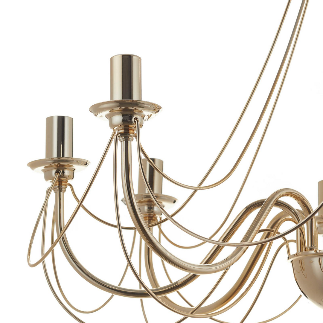 Euluna Kronleuchter Retro Hängeleuchte Pendelleuchte Deckenlampe 8-flmg E14 gold