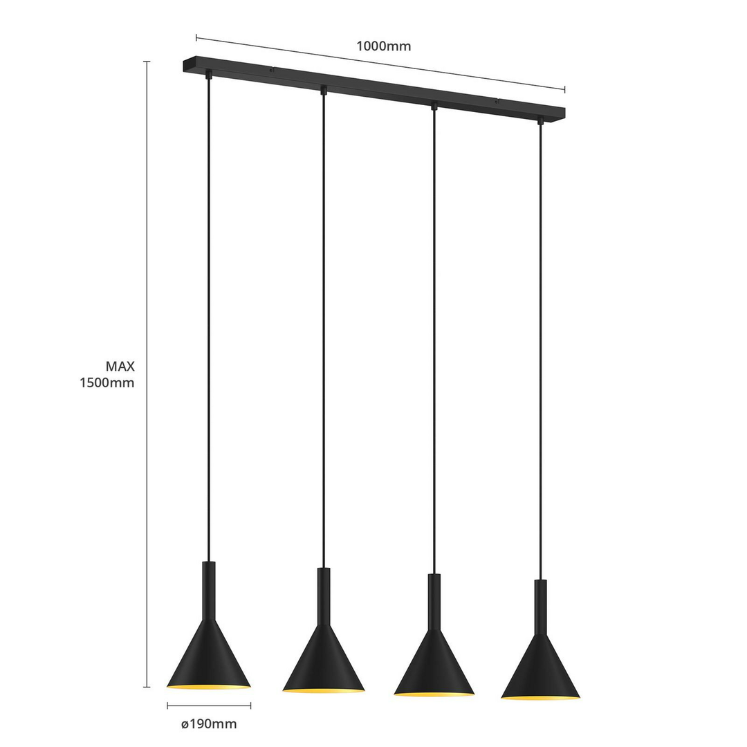 Arcchio Tadej Pendelleuchte Hängeleuchte Deckenlampe Lampe 4 Fl E27 Schwarz G986 B-Ware - 4251096576313