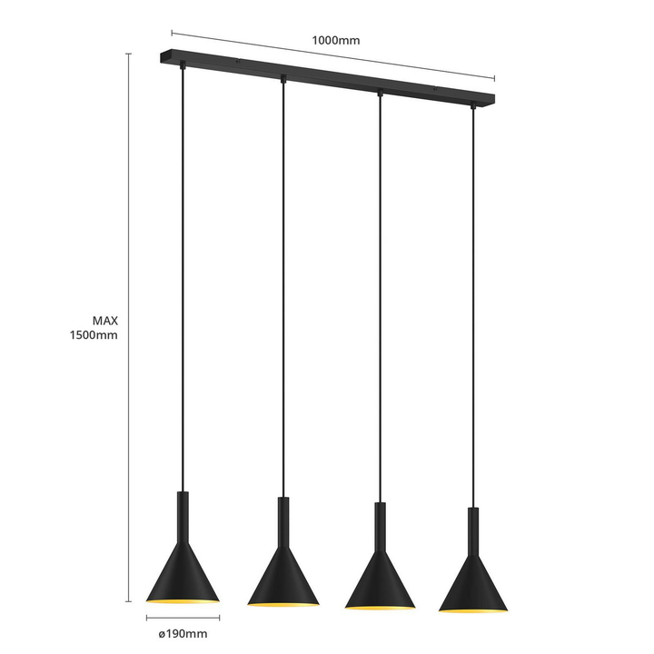 Arcchio Tadej Pendelleuchte Hängeleuchte Deckenlampe Lampe 4 Fl E27 Schwarz G986 B-Ware - 4251096576313