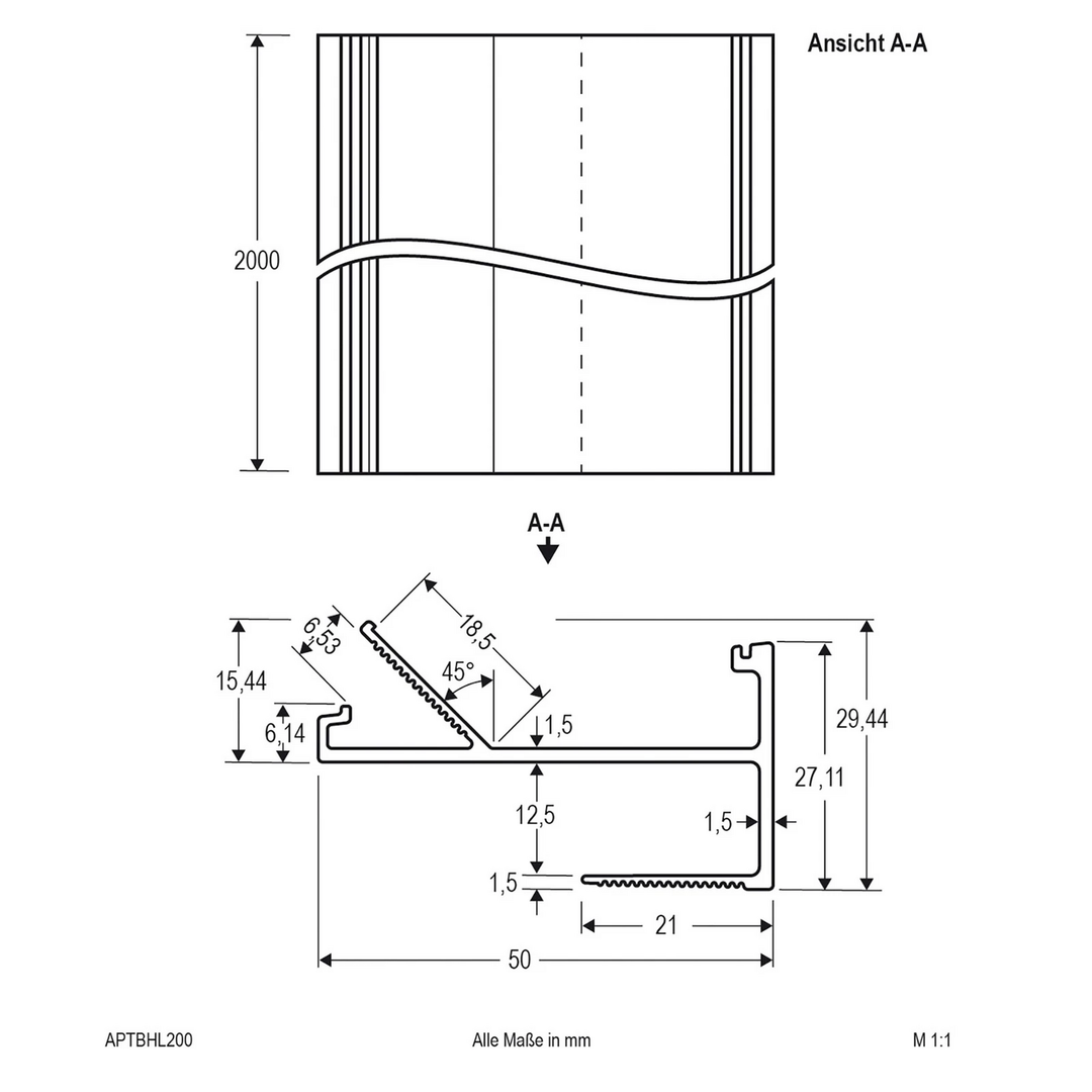 Evn Aptbh Alu Profil Deckenschiene 200cm Aluminiumkanal 8 Stück B-Ware