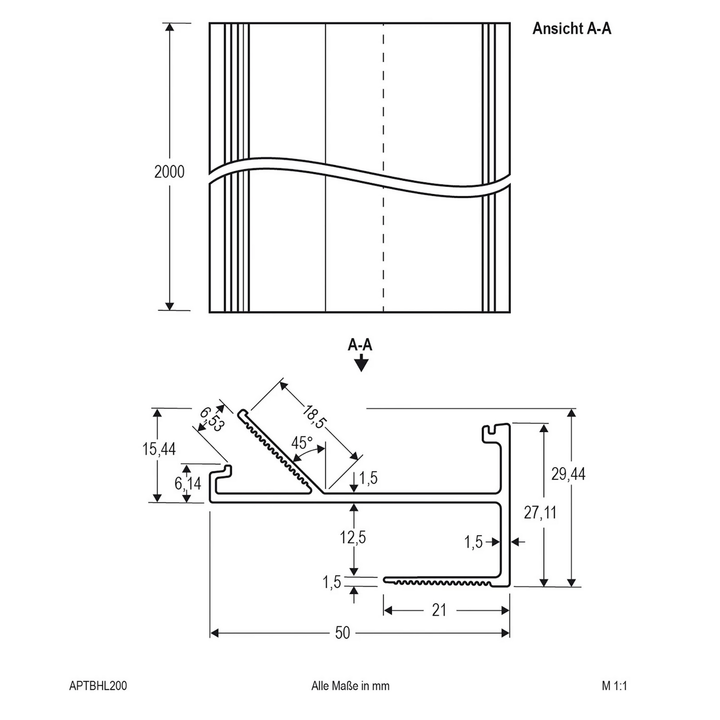 Evn Aptbh Alu Profil Deckenschiene 200cm Aluminiumkanal 8 Stück B-Ware