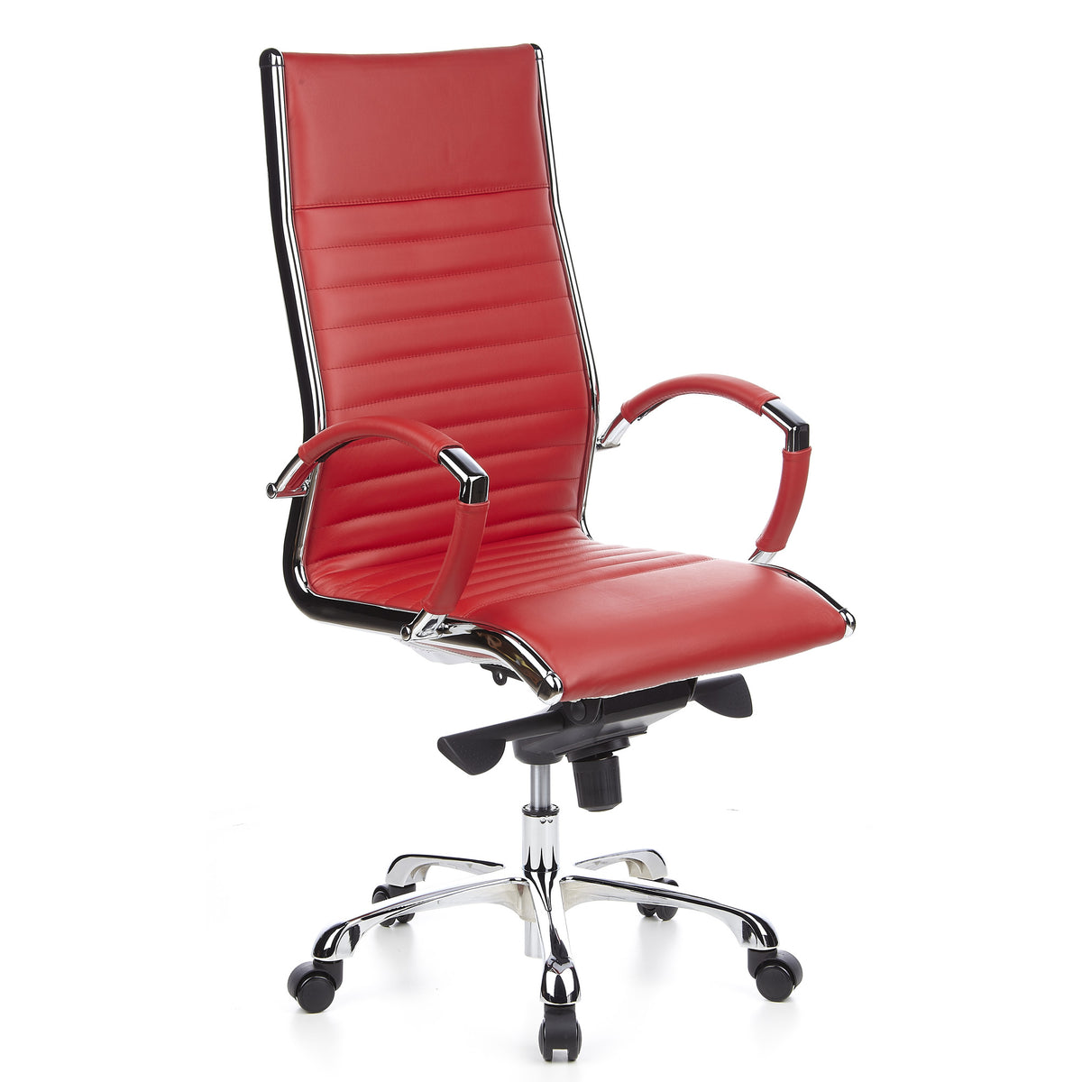 hjh OFFICE Bürostuhl Chefsessel Stuhl PARMA 20 Leder rot chrom SIEHE TEXT/FOTO - 4260182538555