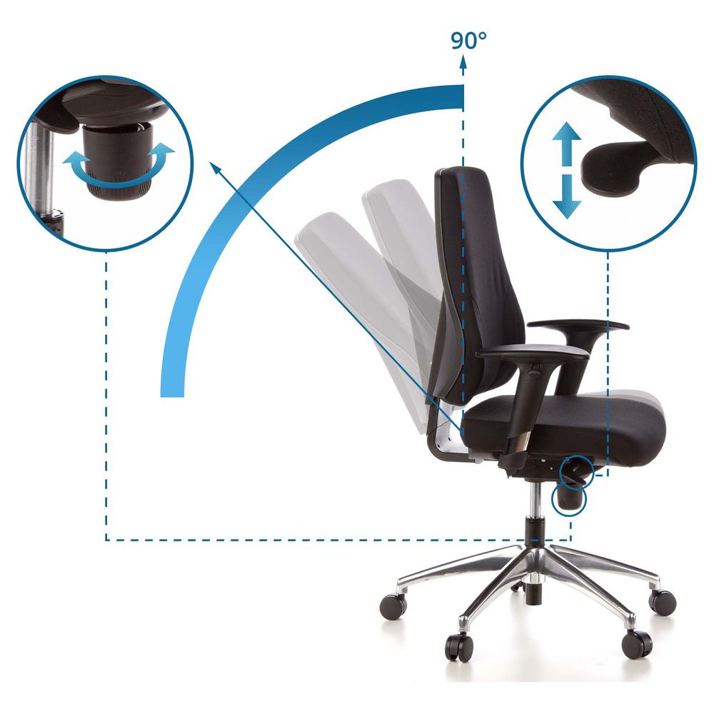 hjh OFFICE PRO-TEC 200 Bürostuhl Drehstuhl Büro-Stuhl Stoff schwarz Aluminium - 4260182537176