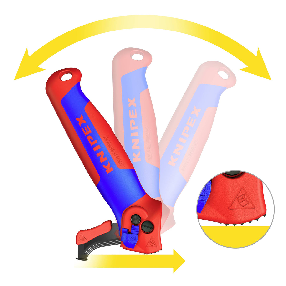 Knipex Abmantelungsmesser mit Gleitschuh und Ratschenfunktion Rundkabel 7 mm - 4003773089902