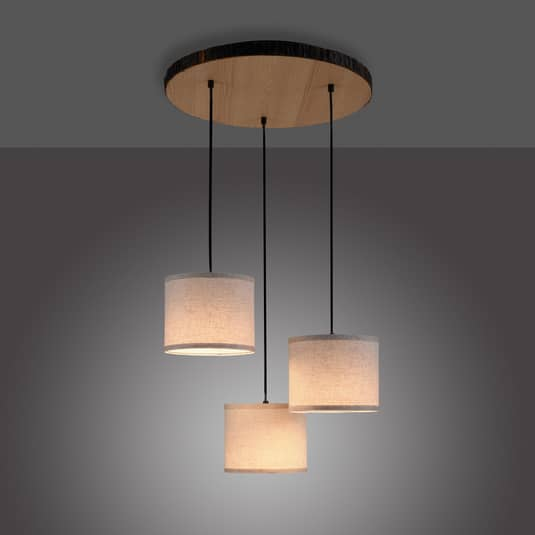 B-Ware Leuchten Direkt Hängeleuchte Lampe Leuchte Hängelampe Bark Dreiflammig Rond912