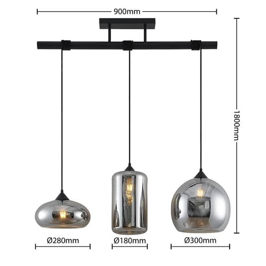 Lindby Arloris Pendellampe Pendelleuchte Lampe Leuchte 3 Flammig Glasschirm 60 W B-Ware