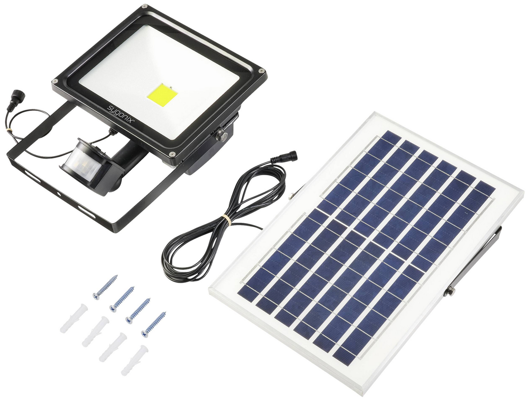 Sygonix SY-5461112 Solar-Spot mit Bewegungsmelder 50 W Neutralweiß Schwarz Lampe