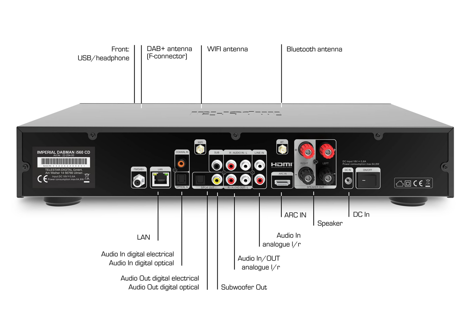 B-Ware Imperial Dabman I560 Cd Stereo Receiver 2x30 W Schwarz Cd Player Defektware