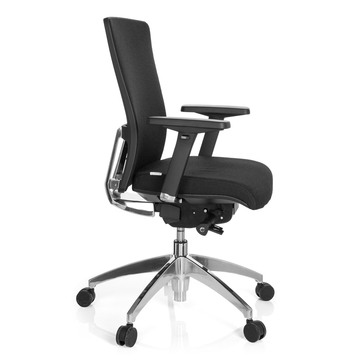 hjh OFFICE Bürostuhl Chefsessel Drehstuhl Stoff schwarz Armlehne Lendenstütze - 4260182551271