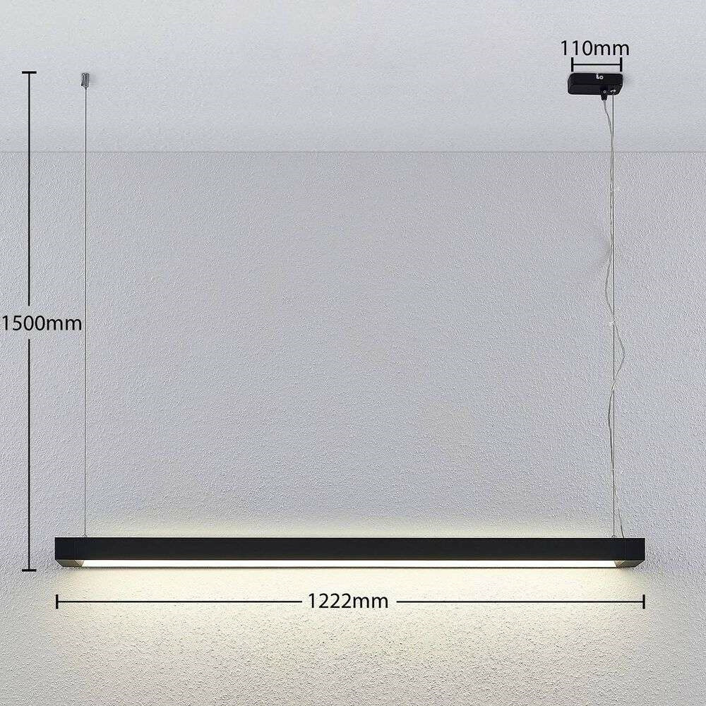 Arcchio Cuna LED-Pendelleuchte, schwarz, eckig 122cm Lampe Leuchte Pendelleuchte