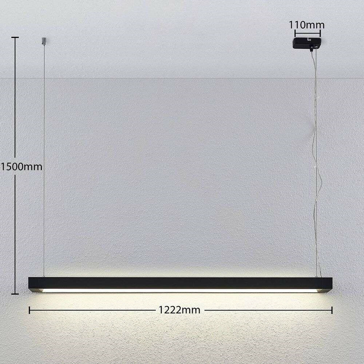 Arcchio Cuna LED-Pendelleuchte, schwarz, eckig 122cm Lampe Leuchte Pendelleuchte