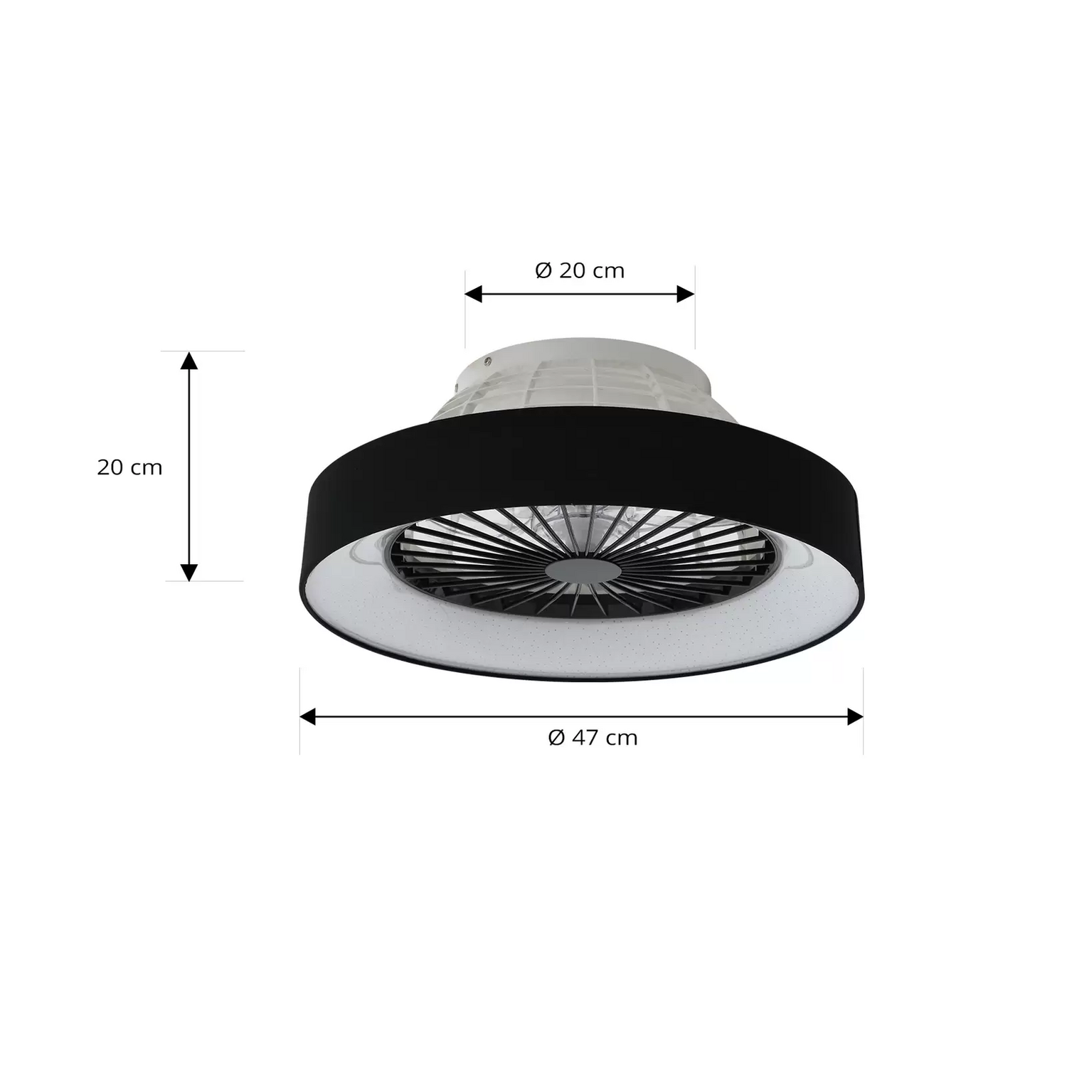 B-Ware Lindby Led Deckenventilator Mace Deckenventilator Ventilator Schwarz Leise ø 47