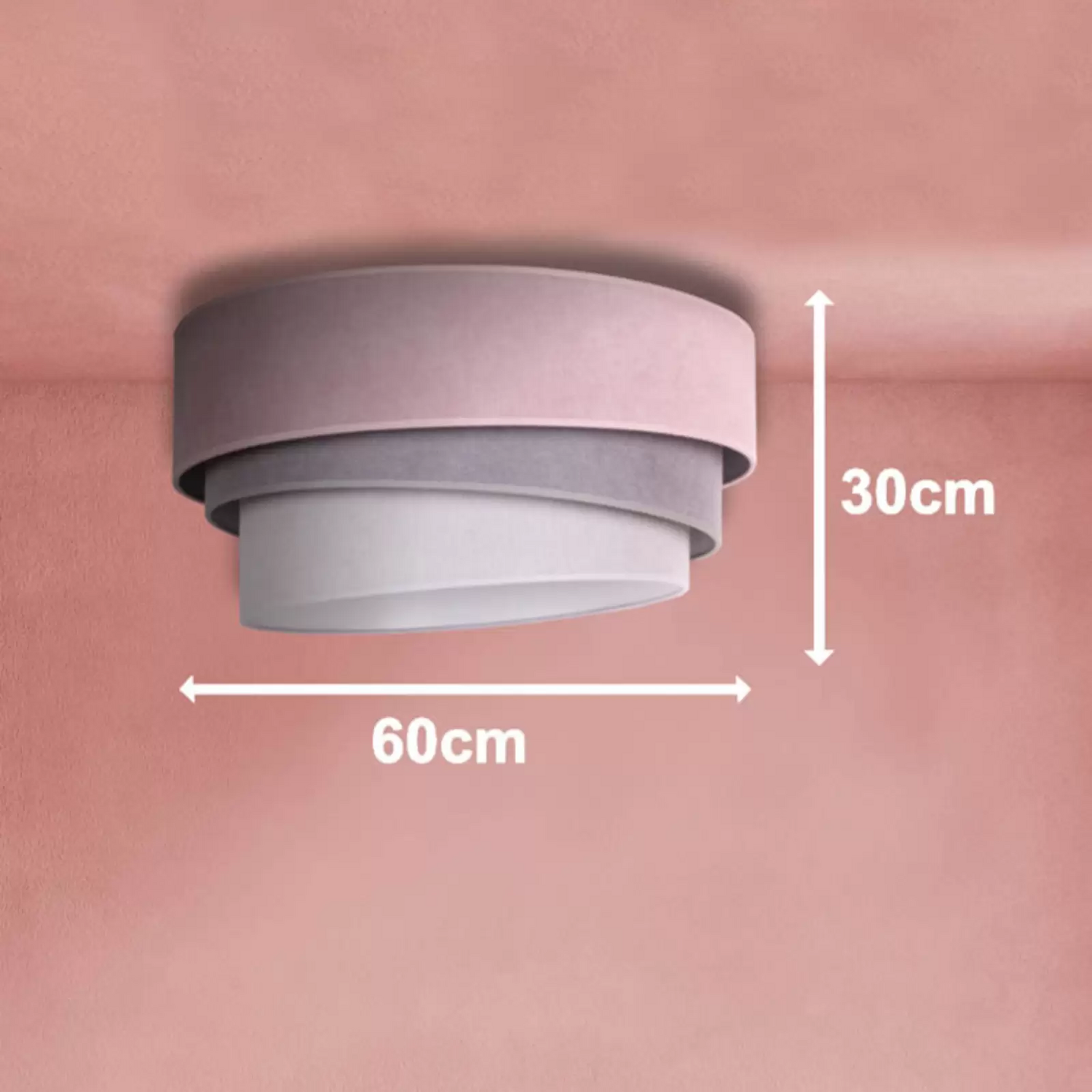 B-Ware Euluna Deckenlampe Pastell Trio Deckenleuchte Leuchte ø 60cm Pink Grau Hellgrau