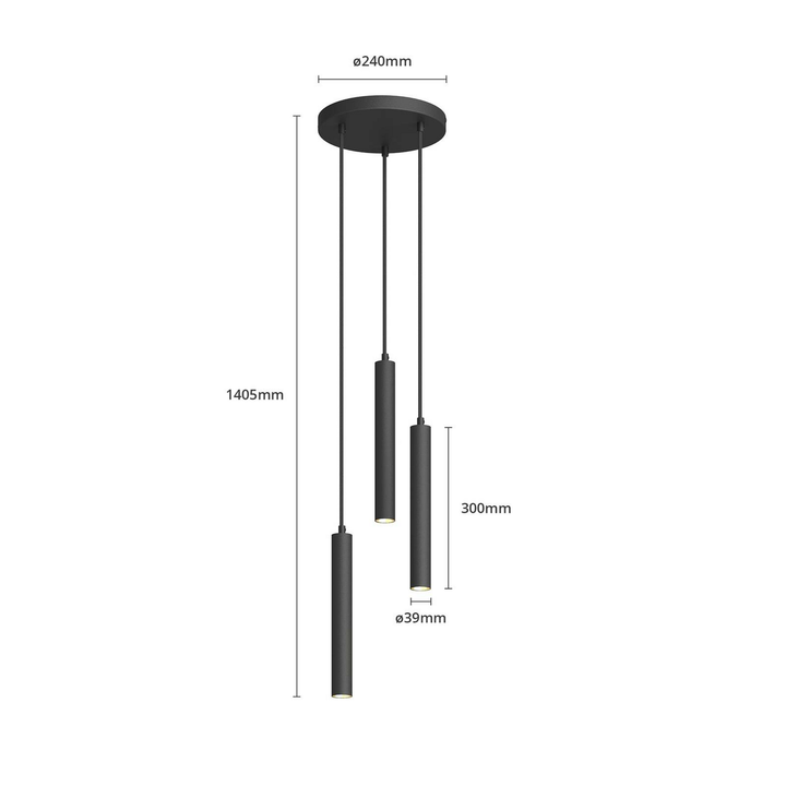 Arcchio Franka LED-Pendelleuchte Pendelleuchte Lampe 3-flammig rund Alu schw945