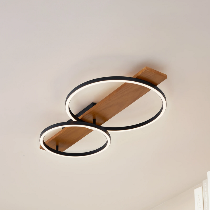 Lindby LED-Deckenlampe Galad Deckenlampe Deckenlicht schwarz Holz 2-flg. 75 cm