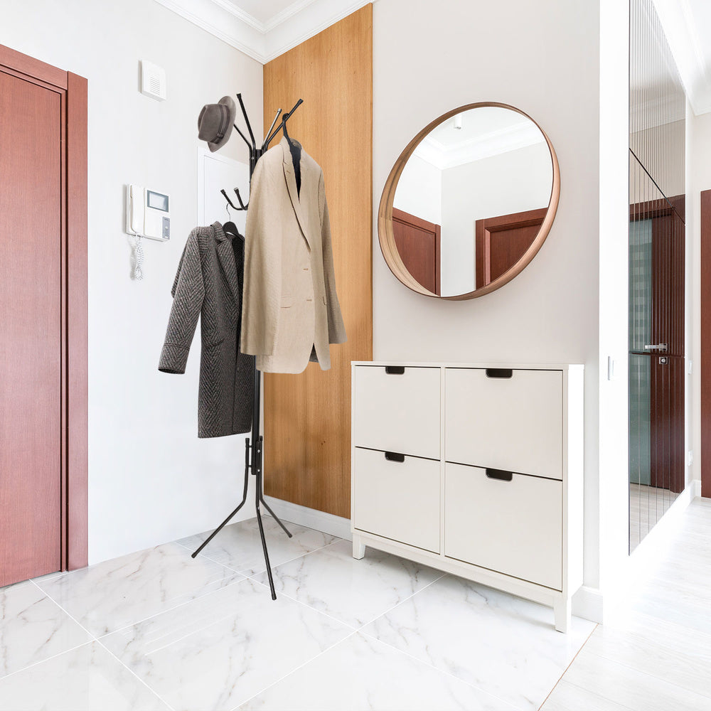 hjh OFFICE Garderobenständer Kleiderständer Garderobe schwarz Stahl 11 Haken - 4251084696856