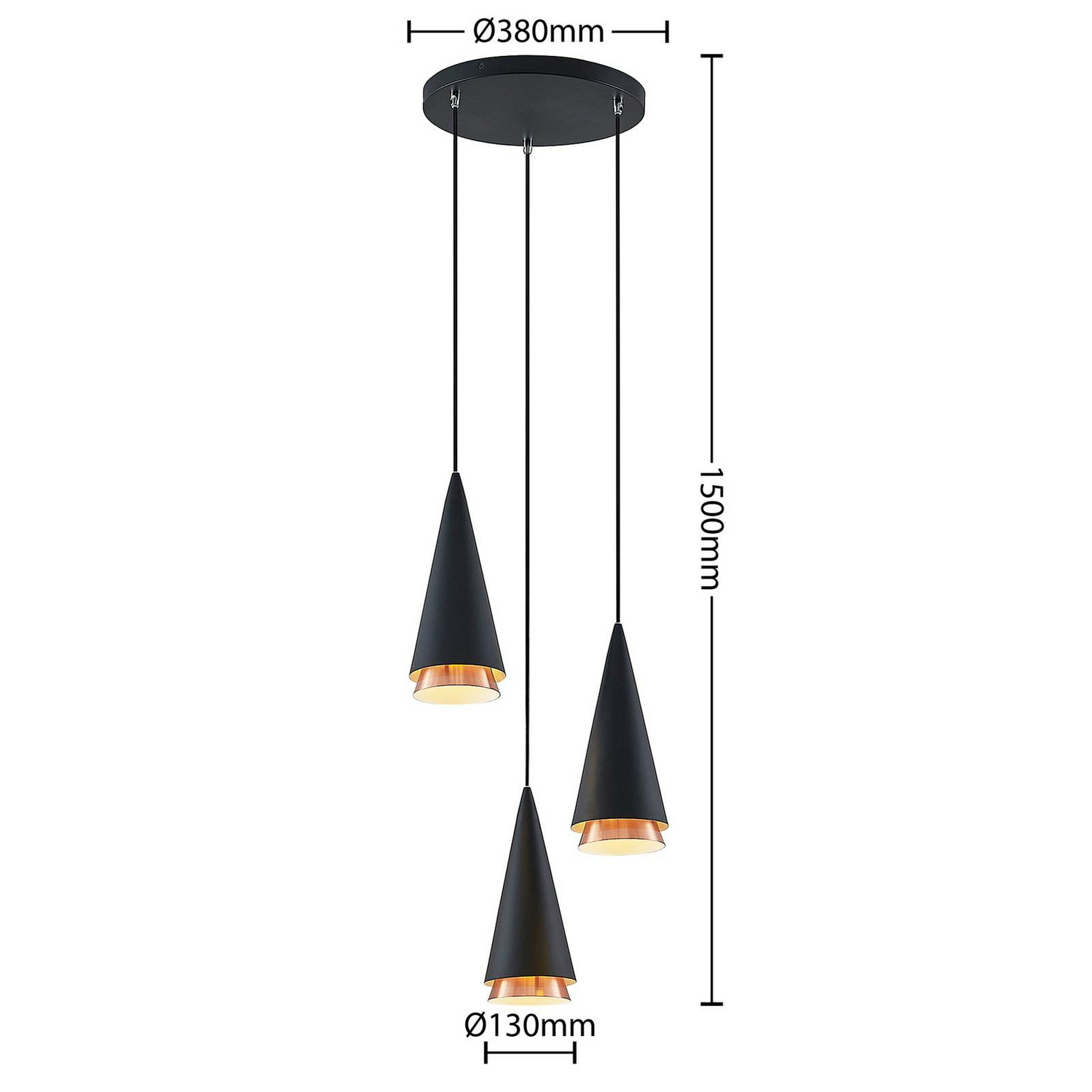 Lucande Naoh Hängeleuchte Rondell Hängelampe Lampe Leuchte 3 Flg. E27 Schwarz151 B-Ware - 4251911709681