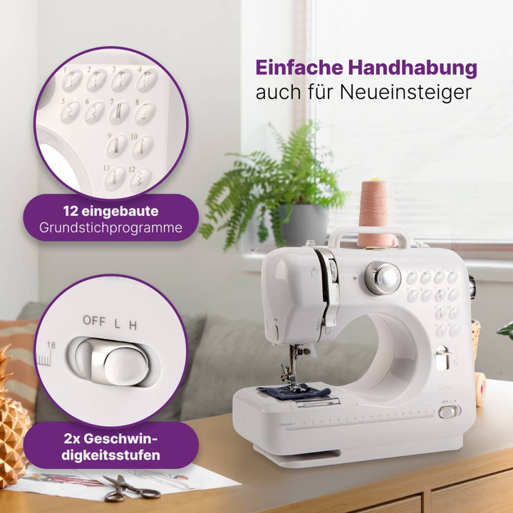 Clatronic Handnähmaschine NM 3795 Weiß Silber Nähmaschine Nähen Maschine Gerät
