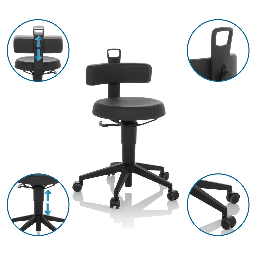 hjh OFFICE Arbeitshocker Balancestuhl TOP WORK FLEX PU Kunstleder schwarz - 4064323037415