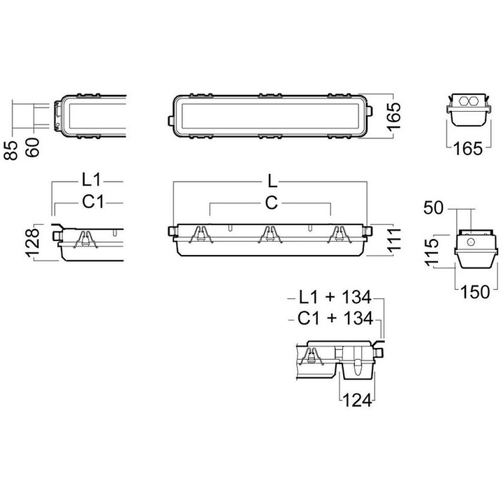 Glamox MAX LED Ex-klassifizierte Wannenleuchte 4500 HF Deckenlampe Deckenlicht