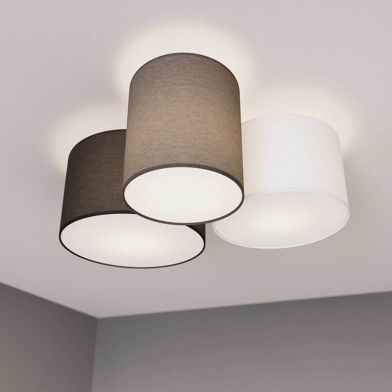Plafonnier Lindby Laurenz de qualité B, luminaire à 3 lumières, E27, gris/brun 938