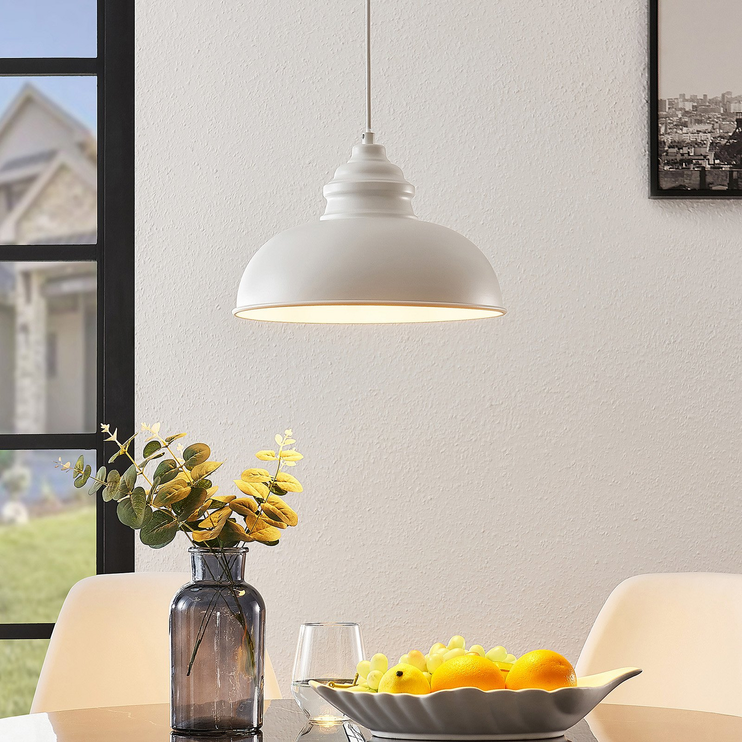 B-Ware Lindby Cliona Hängeleuchte Deckenlampe Pendelleuchte Lampe Leuchte E27 Weiß