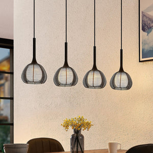 B-Ware Lucande Tetira Hängeleuchte Hängeleuchte Lampe Leuchte Esstisch 4fl lang schwarz