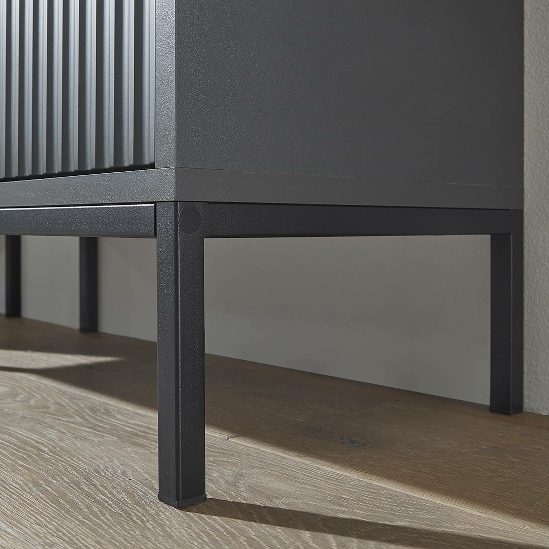 Casa Hochschrank Juvara Schrank Kommode Vitrine Sideboard Deko Möbel Matt Grau