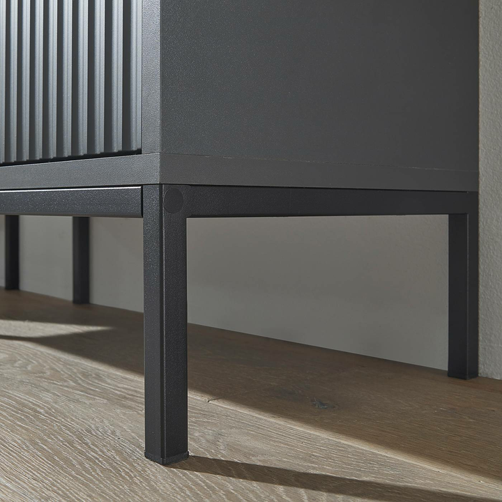 Casa Hochschrank Juvara Schrank Kommode Vitrine Sideboard Deko Möbel Matt Grau