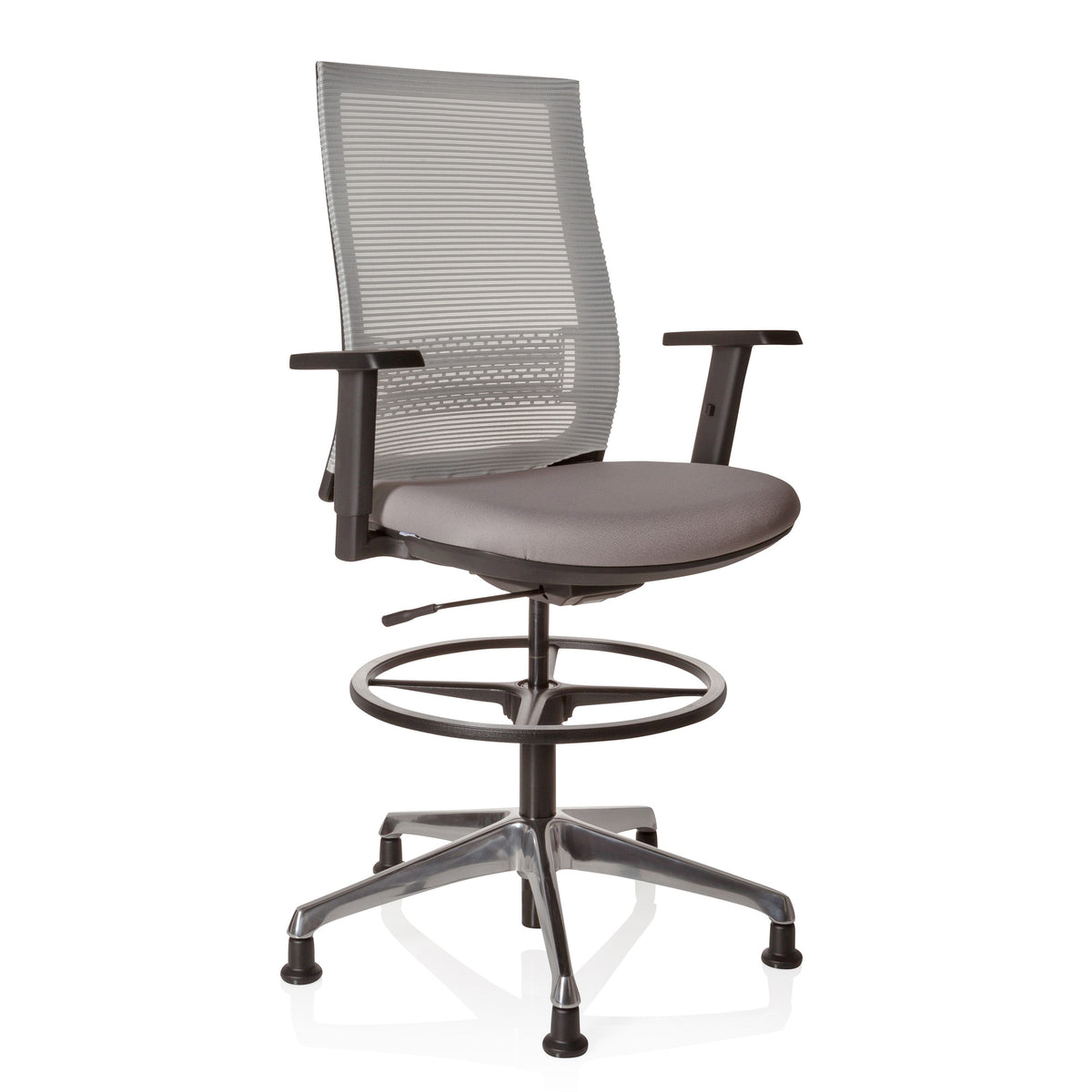 hjh OFFICE Arbeitsstuhl Counterstuhl Drehstuhl TOP WORK 99 Netzstoff grau h34 - 4251084663315