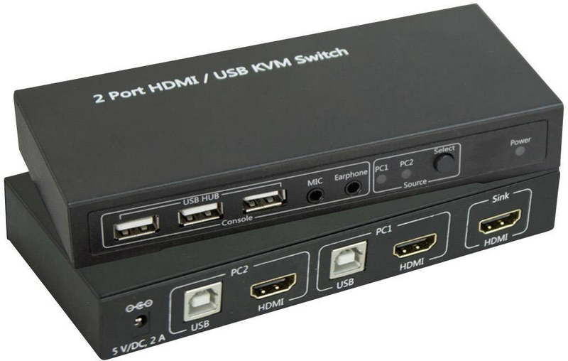 Speaka Professional 2 Port KVM Umschalter HDMI USB 1920x1080 3840x2160 Pixel