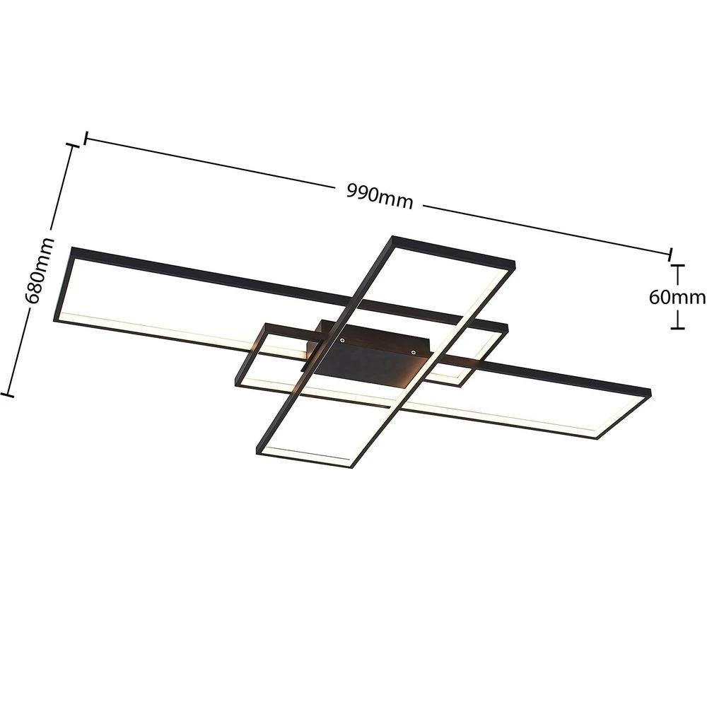 Lindby LED-Deckenlampe Leuchte Deckenleuchte Lampe LED Schwarz dimmbar 32W