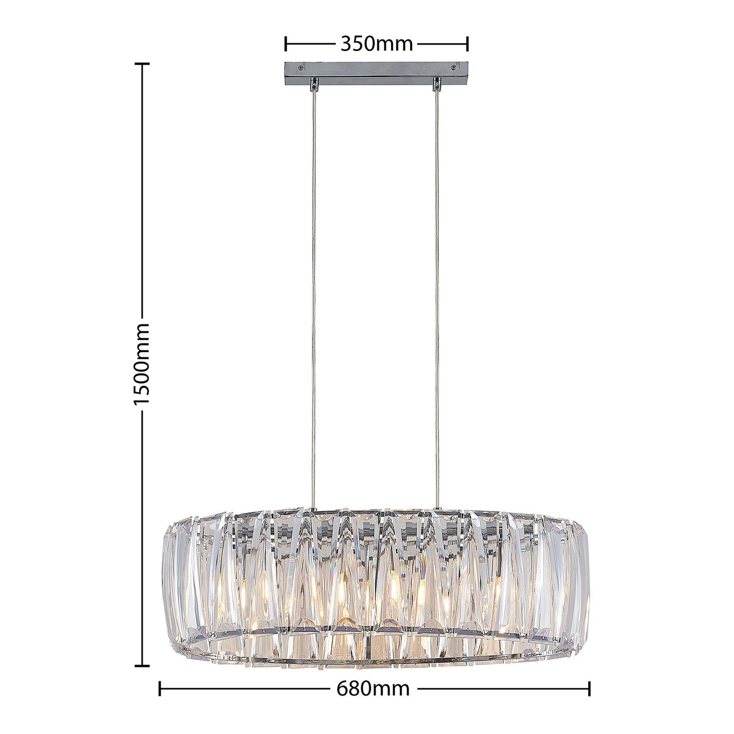 Suspension Lindby Sofia de catégorie B, plafonnier, luminaire décoratif suspendu avec abat-jour ovale en acrylique 19 