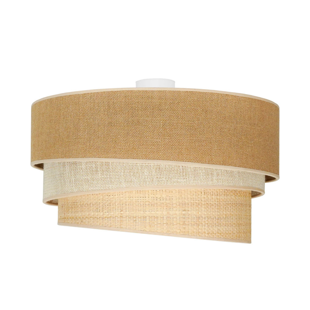 Euluna Deckenlampe Trio Jute naturbraun weiß raffia Ø 60 cm Deckenleuchte Lampe