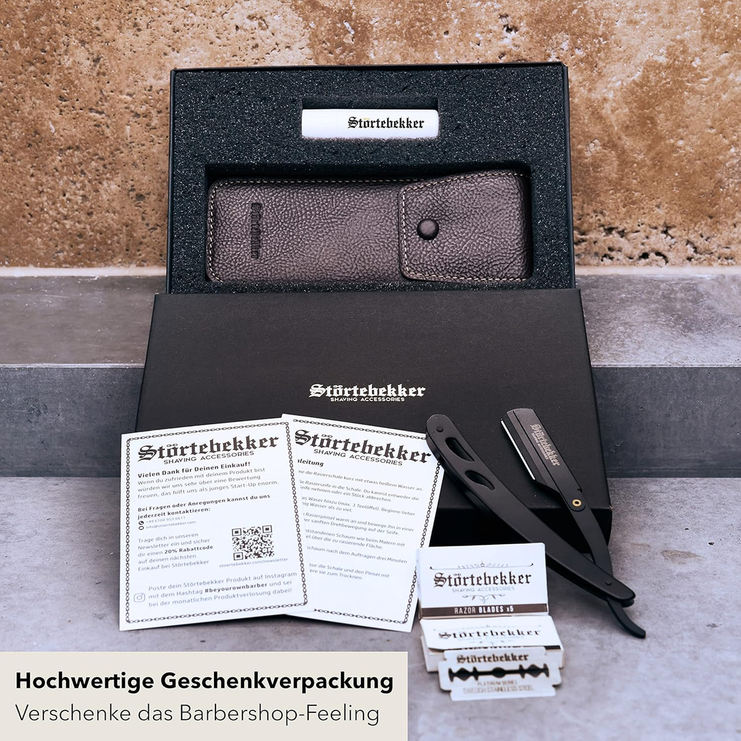 Störtebekker Rasiermesser Rasierer Barbiermesser 10 Klingen Etui Unvollständig B-Ware