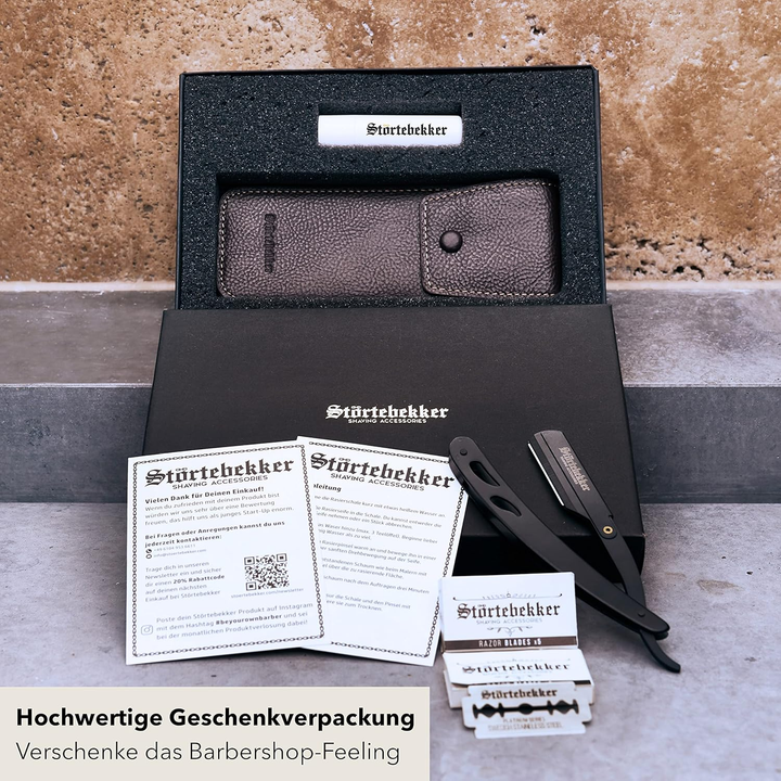 Störtebekker Rasiermesser Rasierer Barbiermesser 10 Klingen Etui Unvollständig B-Ware