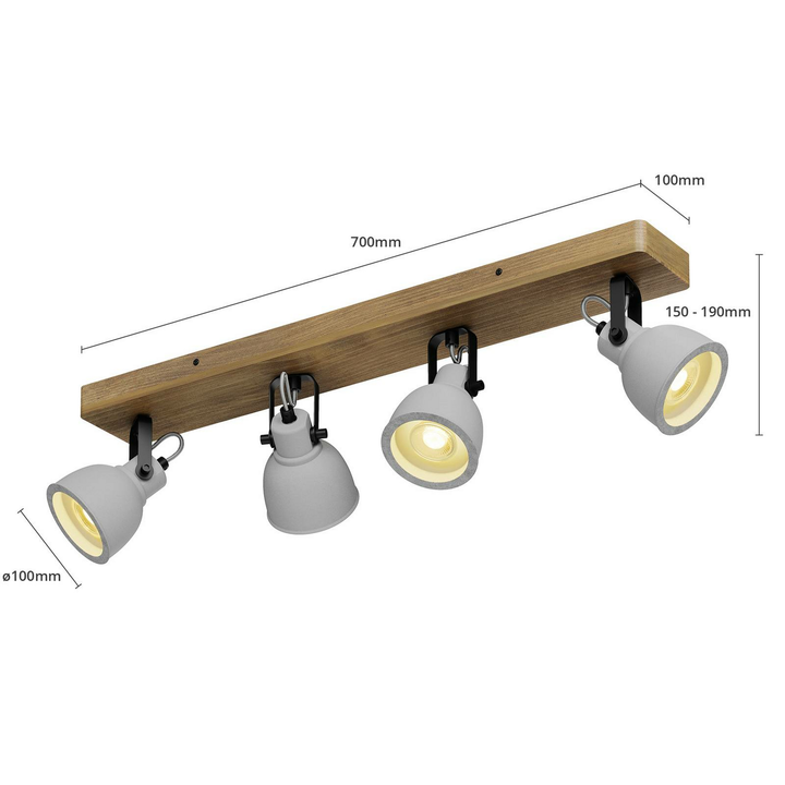 Lindby Mitis LED-Deckenlampe Deckenlampe Deckenlicht Kiefernholz 4-flammig
