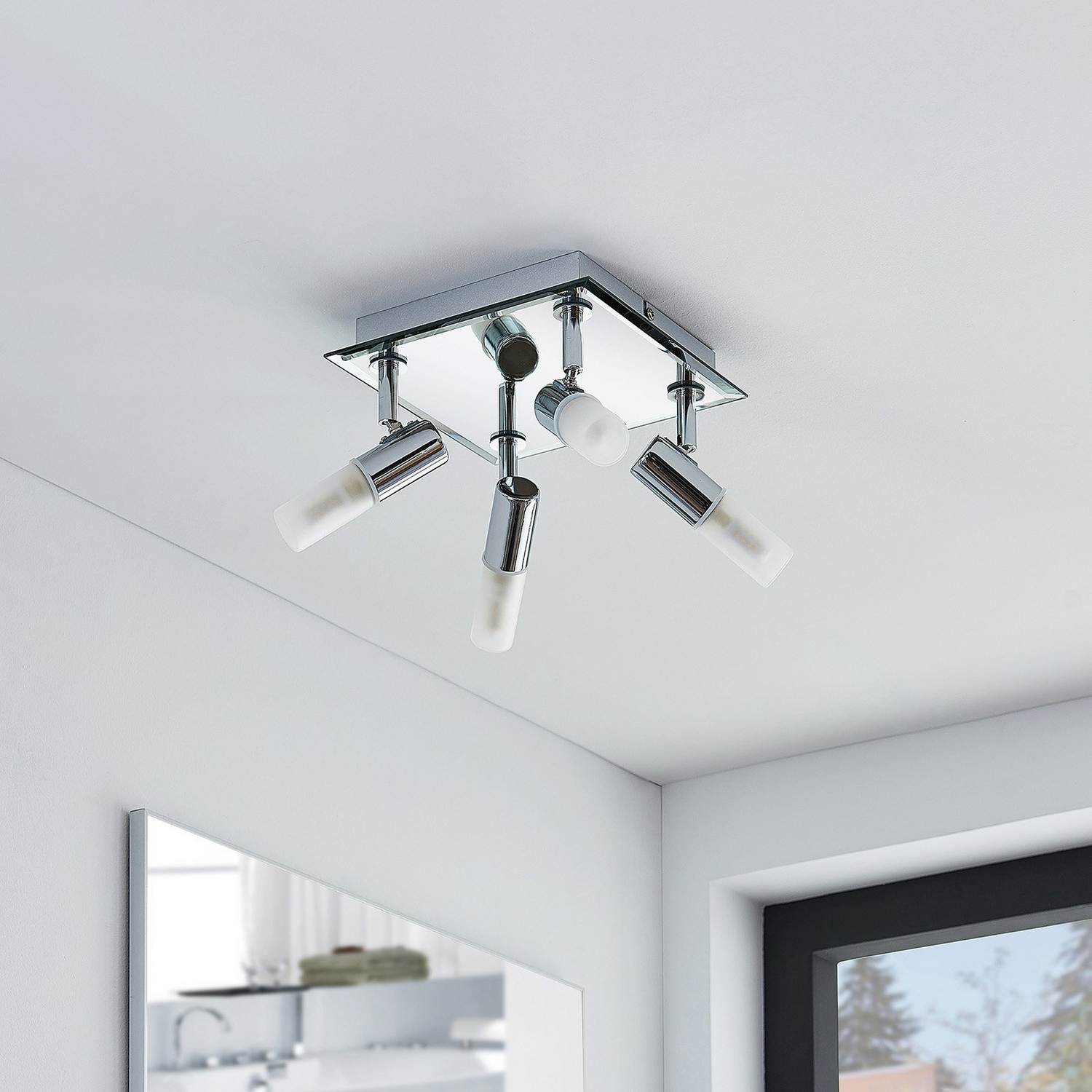 B-Ware Lindby Bad Deckenlampe Zela Deckenlampe Lampe 4 Flammig G9  32 X 32 Cm Chrom650