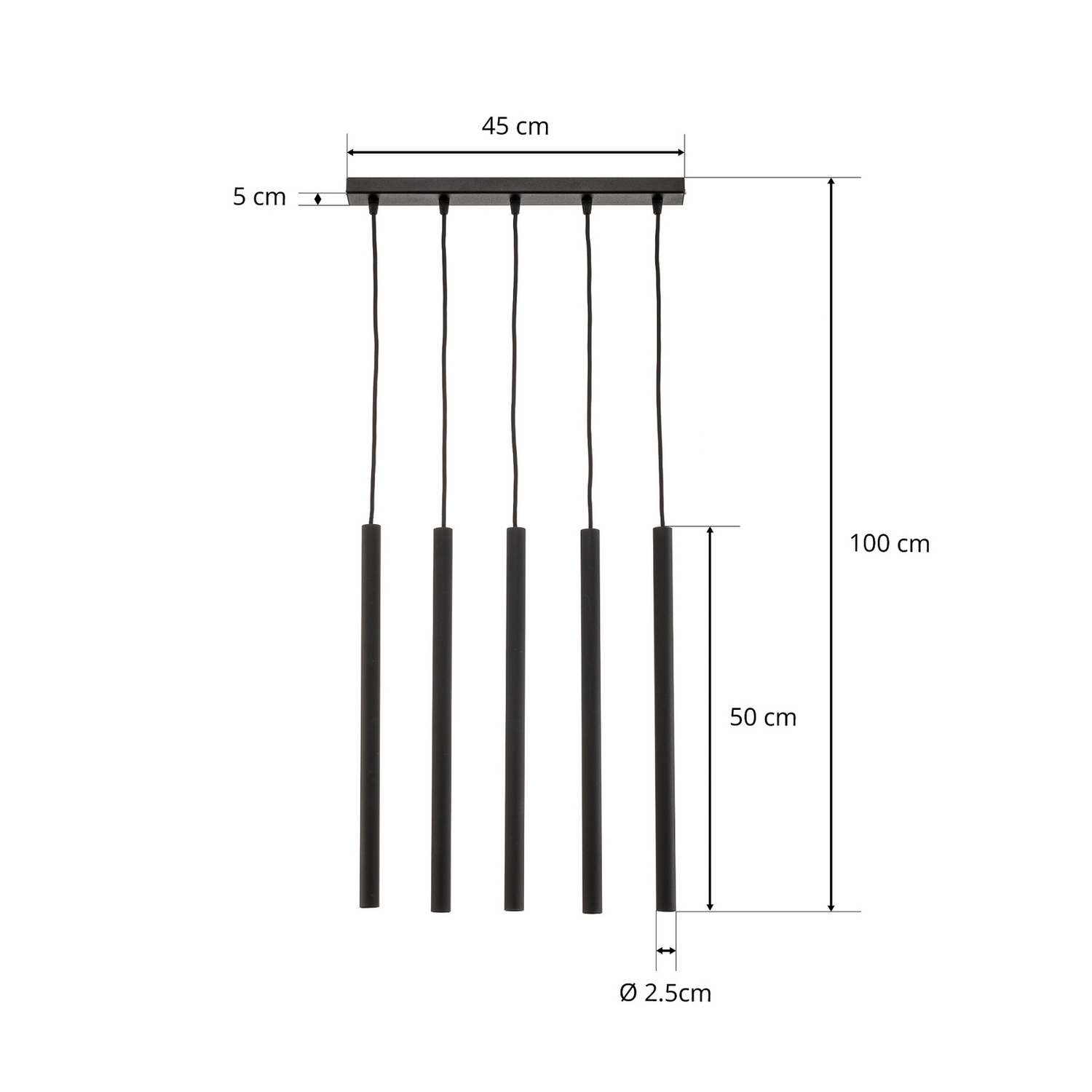 Euluna Hängeleuchte Thin Hängelampe Deckenlampe Lampe Schwarz Fünfflammig Lin941 B-Ware - 5903282730496