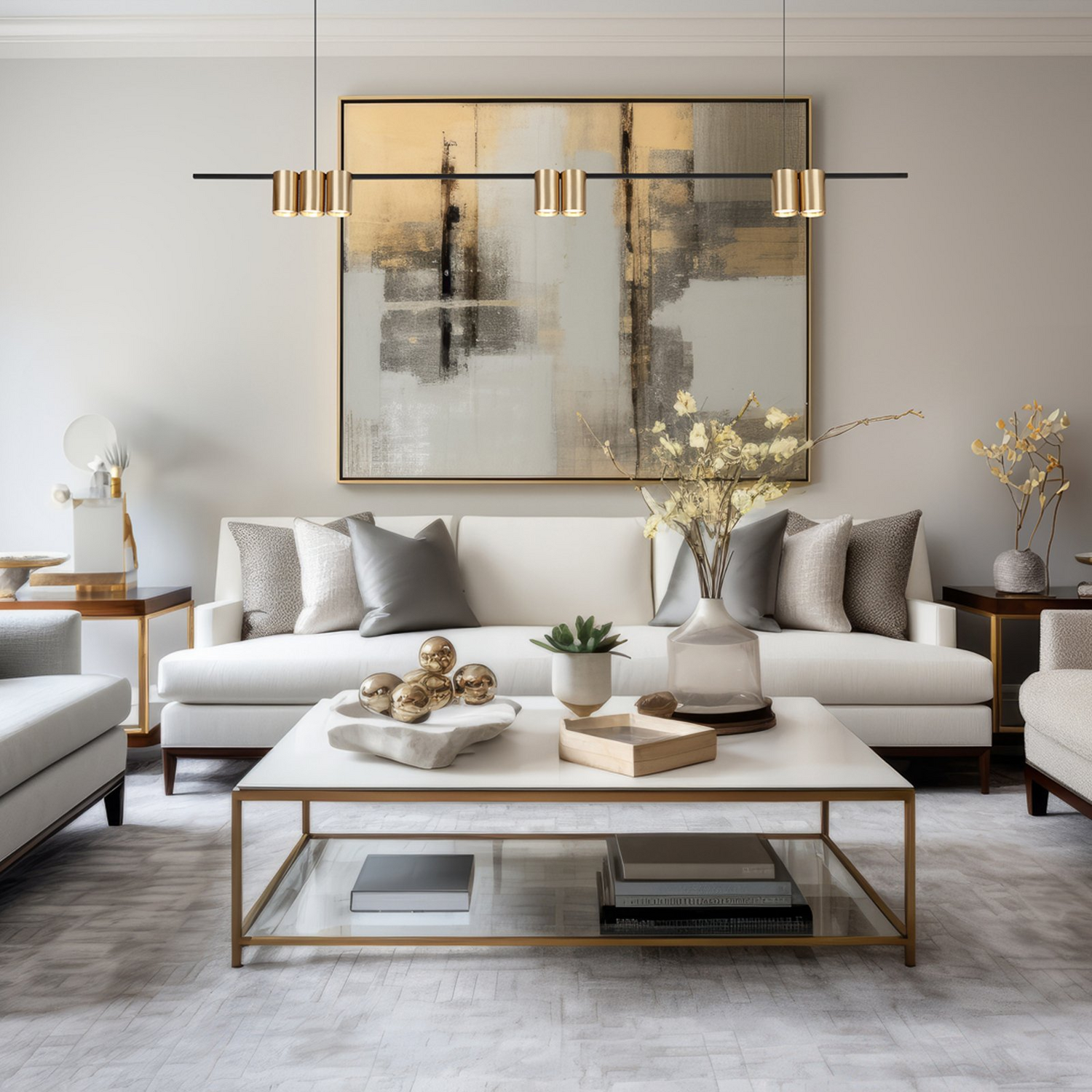 B-Ware Hängelampe Genesis Alu Schwarz/Gold 7 X Gu10 Länge 150 Cm Hängeleuchte Lampe591