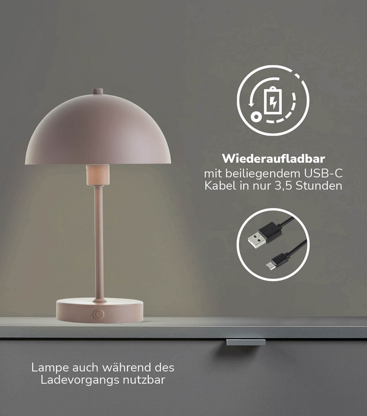 mokebo LED Tischlampe kabellos Tischleuchte dimmbar Leselampe Lampe Leuchte USB