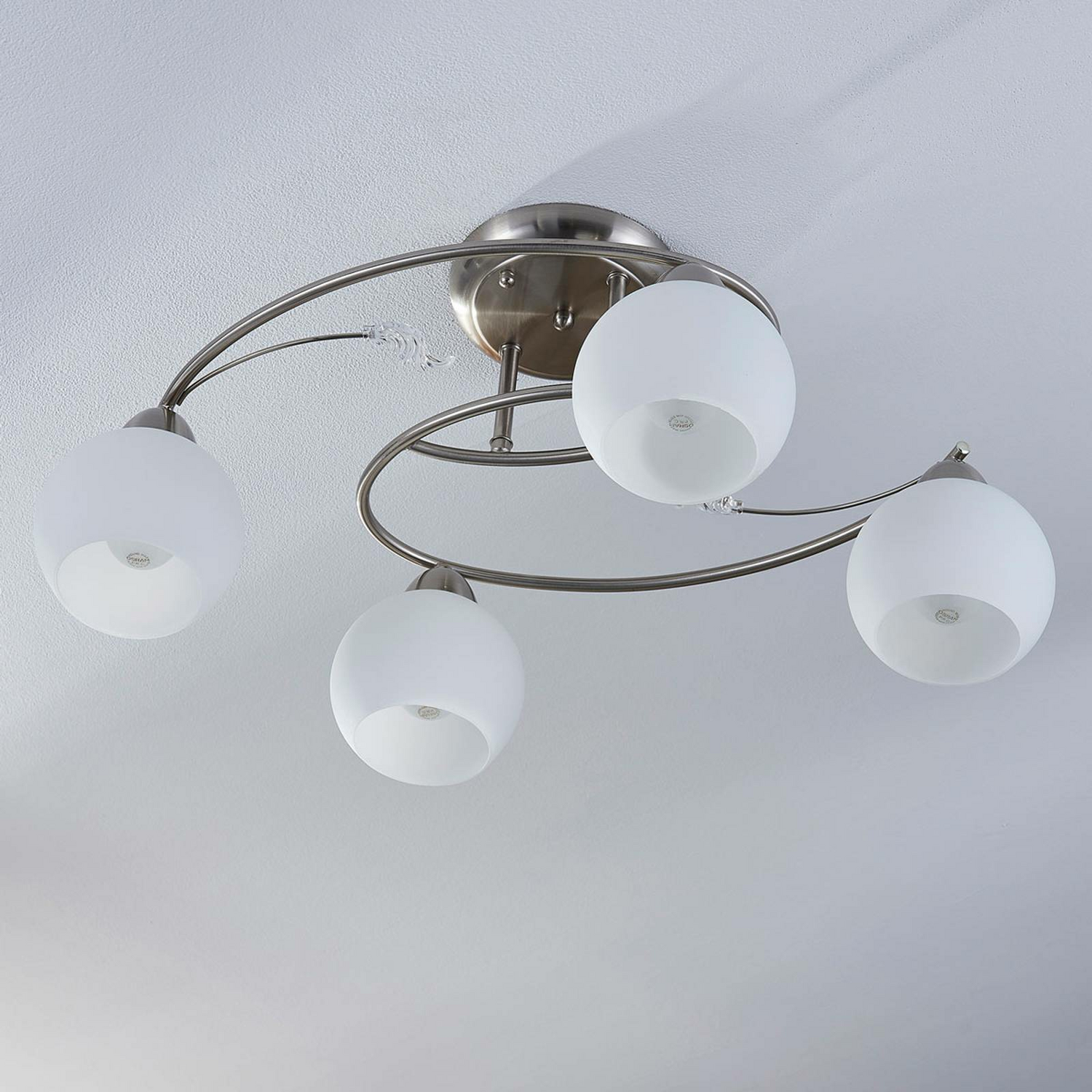 Lindby 4 Flammige Deckenlampe Deckenleuchte Leuchte Lampe Svean Glas Silber E315 B-Ware - 4251096517231