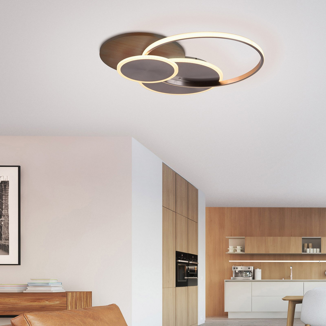 Palma LED-Deckenlampe Deckenlampe Lampe Leuchte 50 Watt Holz silber weiß