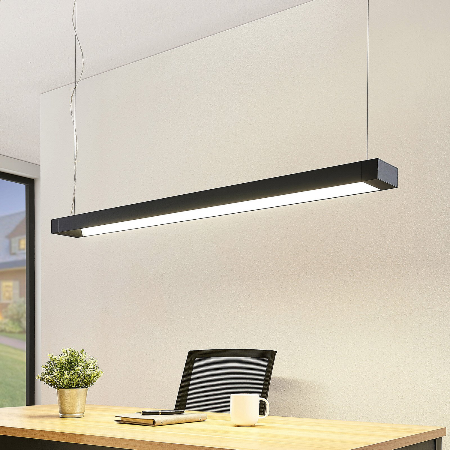 B-Ware Arcchio Cuna Led Pendelleuchte, Schwarz, Eckig 122cm Lampe Leuchte Pendelleuchte