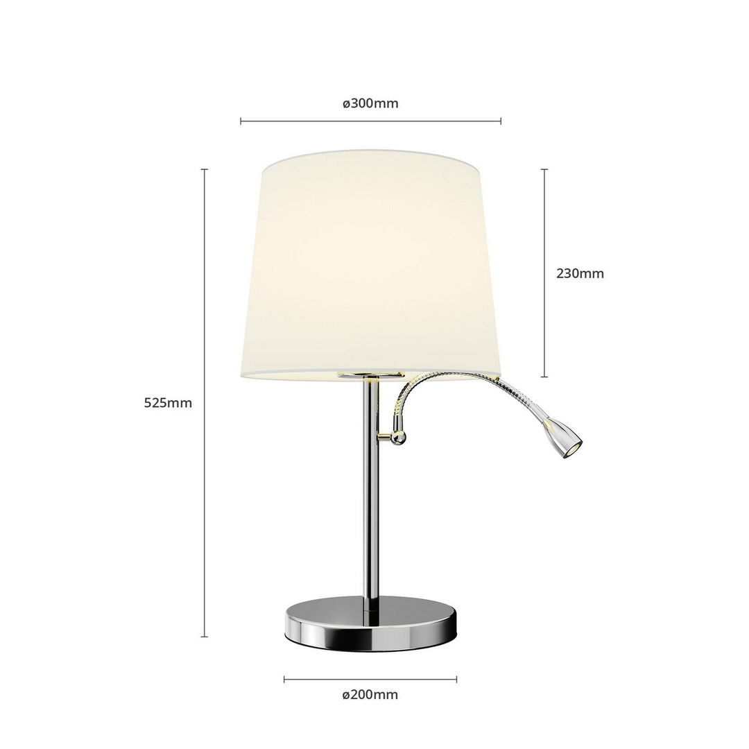 Lindby Stoff-Tischlampe Benjiro Tischlampe Lampe LED-Leselampe E27 weiß chrom