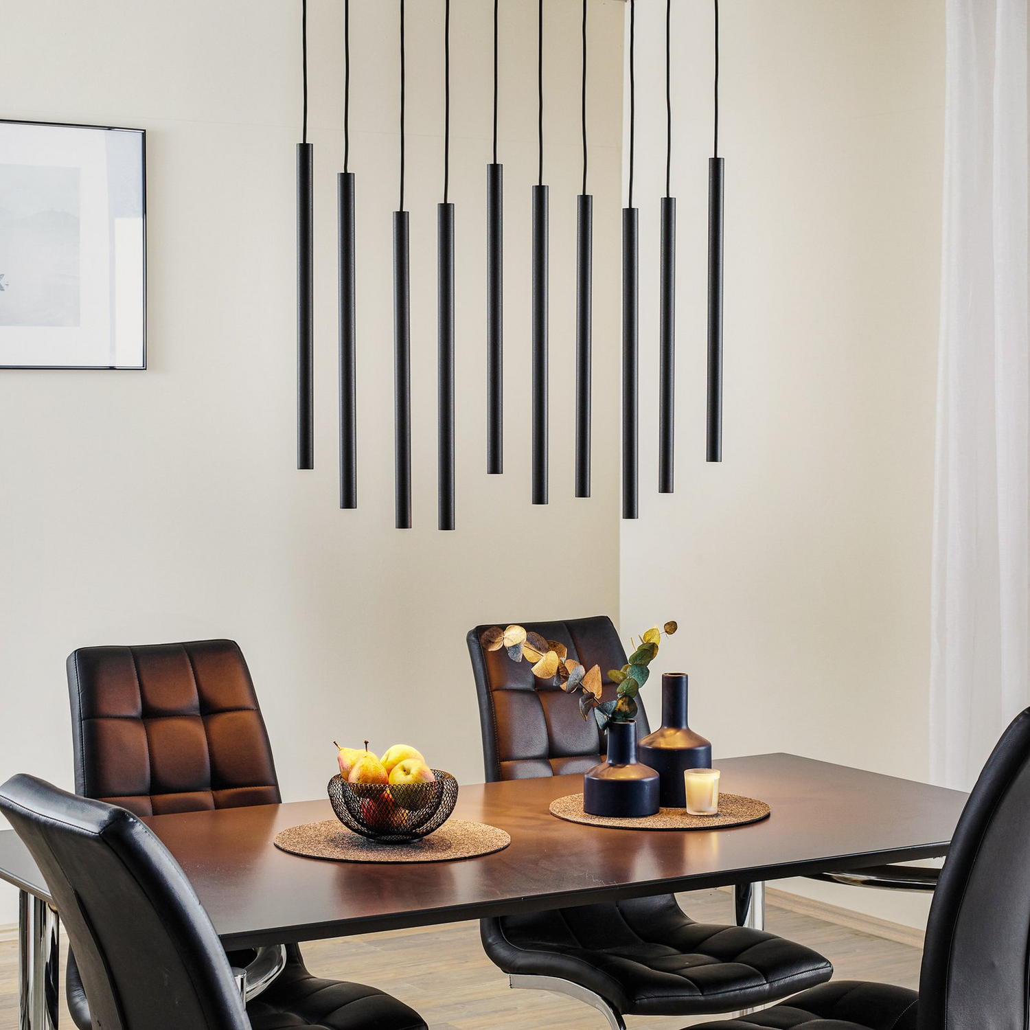 Hängeleuchte Hängeleuchte Lampe Leuchte Licht Laser Zehnflammig Schwarz Stahl B-Ware - 5903139892391