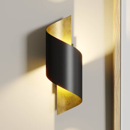 Lindby Metall-LED-Wandleuchte Wandleuchte Lampe Leuchte Desirio schwarz-gold679
