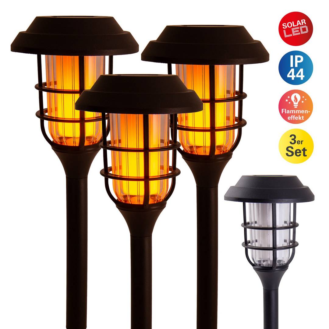 Näve LED-Deko-Solarleuchte 5264303 Erdspieß 3er-Set Gartenlampe Lampe Leuchte