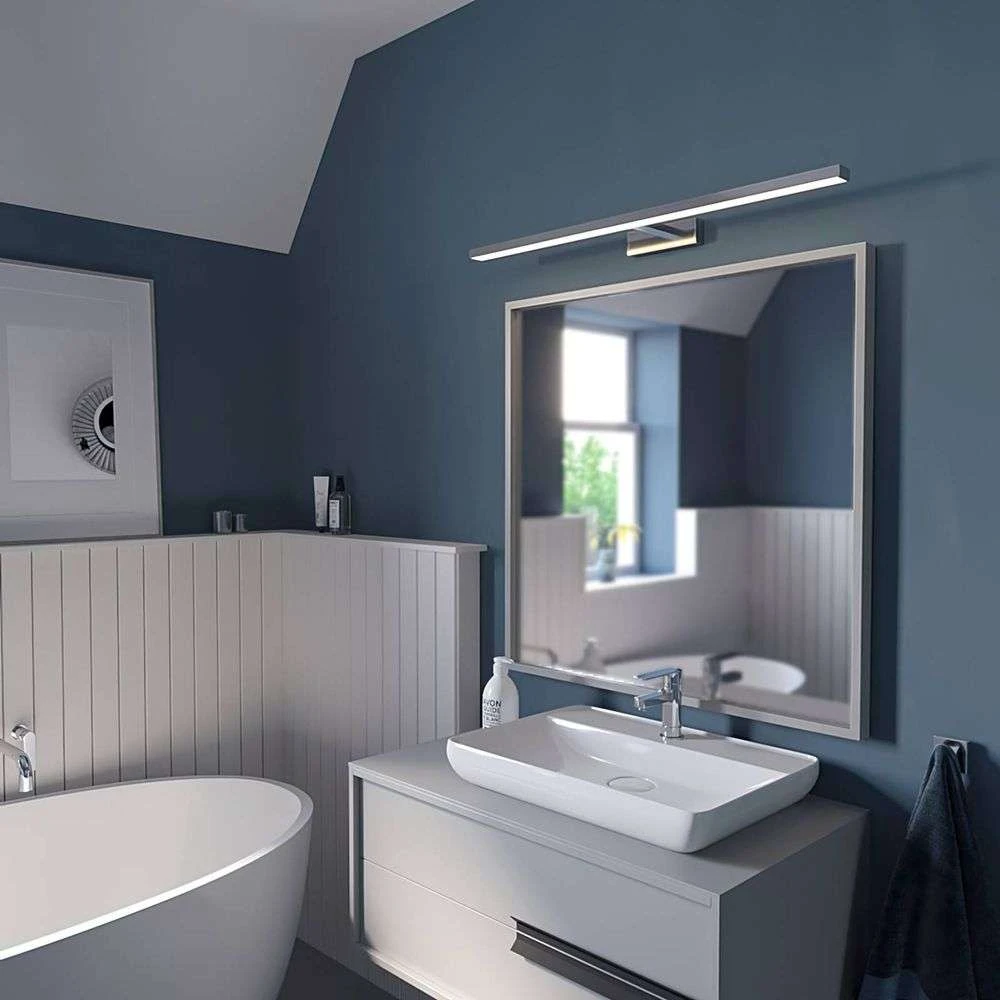 Applique murale Lindby Jukka pour salle de bain, éclairage LED blanc chromé, 90 cm, IP44, produit de seconde main.